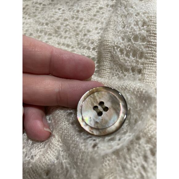 Jones New York Wool Mohair Blend Cardigan Sweater Womens Large Open Knit Ivory - Picture 6 of 10